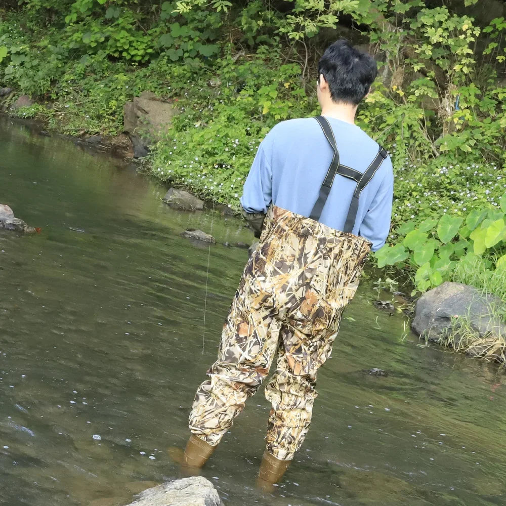 Fishing Waders Large Nylon Wader Half Body Fishing Water Pants With Boots Elastic Waist Quick Release Buckles Adjustable