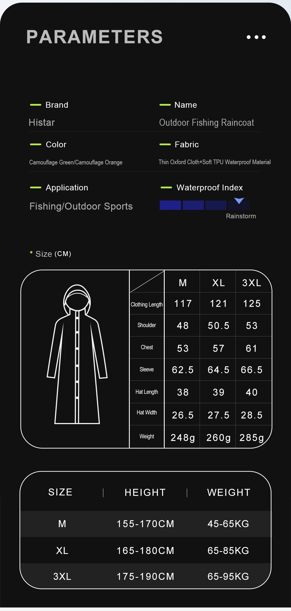 HISTAR Fishing Raincoat Type-Long Waterproof Thin Oxford Cloth Soft TPU Fabric Lightweight Hot Selling Portable Raincoat