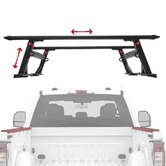 Universal Truck Ladder Rack Crossbar 800 LBS Capacity Aluminum 18-28''High Adjustable for Ford F-Series/Ram/Tacoma/Tundra/Canyon