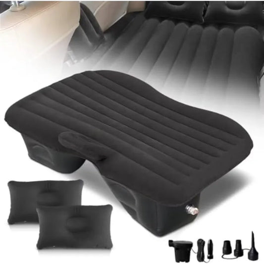 SUV Air Mattress Thickened Double-Sided Inflatable Car Bed with Electric Air Pump and 2 Pillows for Home Outdoor Travel Black