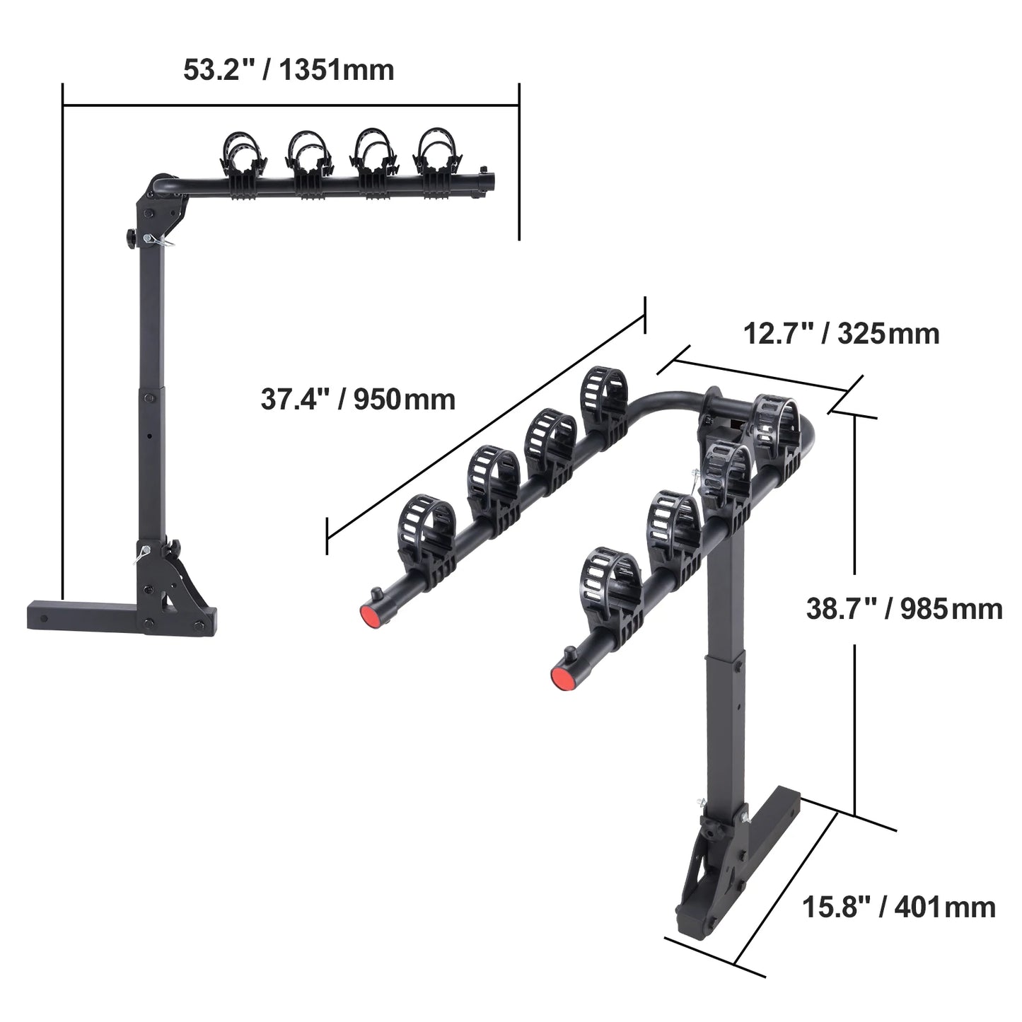 SucceBuy Hitch Mount Bike Rack 2-Bike Platform Style 80 LBS Max Capacity for 1.25-/2-inch Receiver Bike Carrier for Car