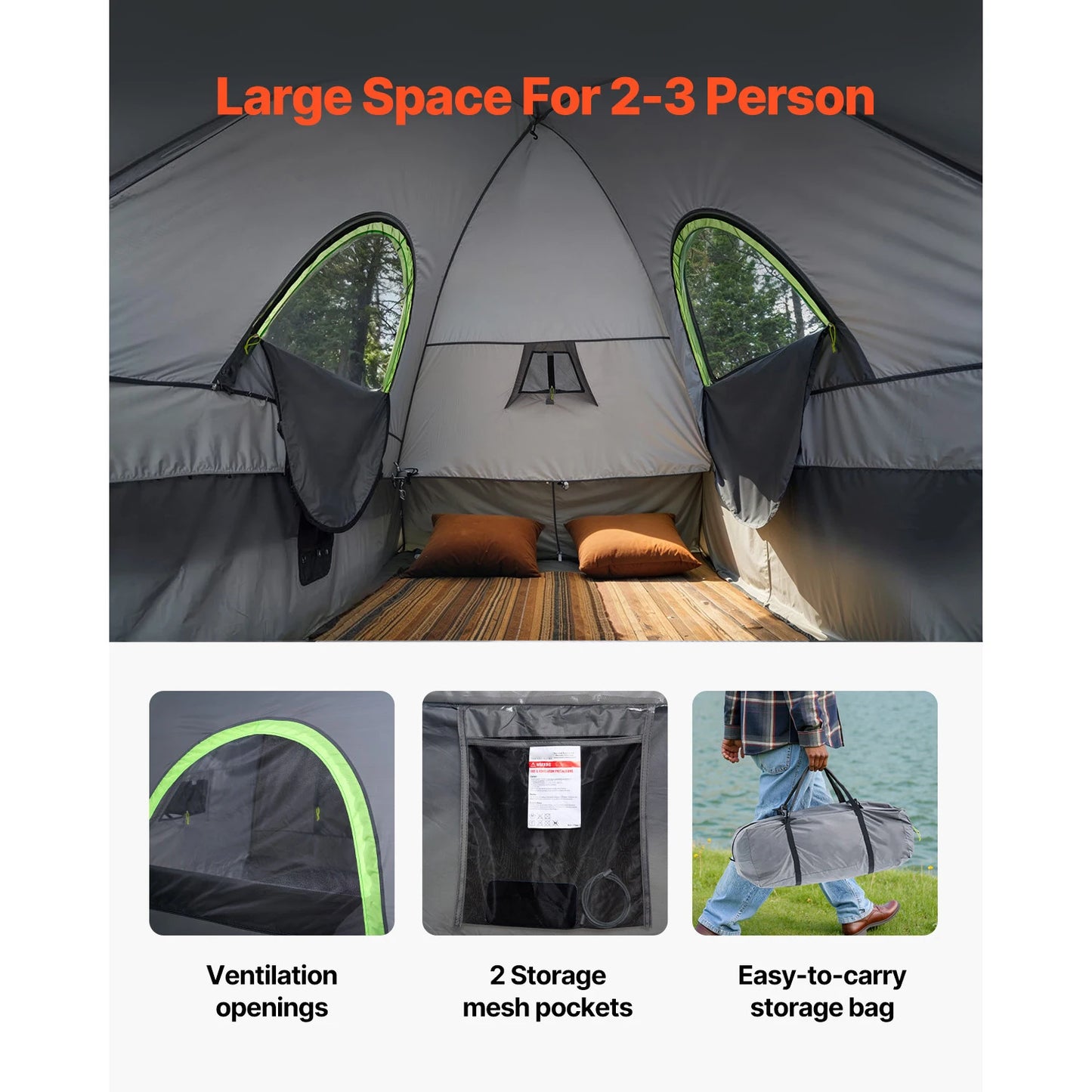 SucceBuy Pickup Truck Tent for Camping Waterproof PU2000 2-3 Person Truck Bed Tent Truck Bed Camper Shell with Expandable Awning