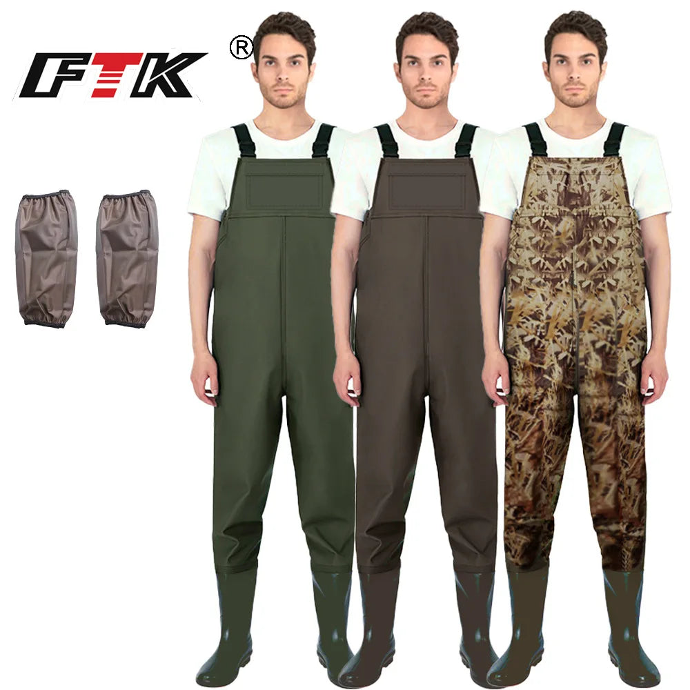 Fishing Waders Large Nylon Wader Half Body Fishing Water Pants With Boots Elastic Waist Quick Release Buckles Adjustable