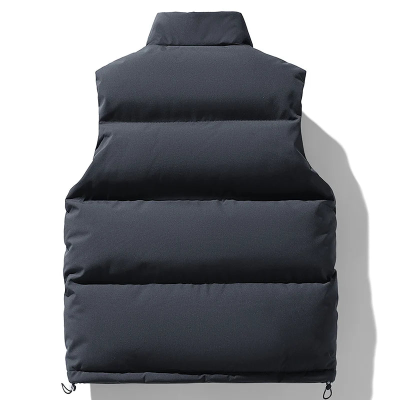 Fishing Vest Stand-up Collar Outdoor Vest Men's Down Cotton Vest Men's Autumn and Winter Thickened Coat Waistcoat Warm Vest Coat