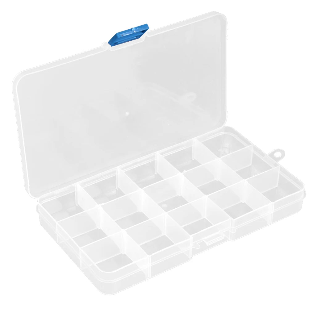 10/15/24 Grids Fishing Tackle Box Squid Jig Hard Lure Tool Case Visible Fishing Tackle Box Clear Storage Organizer for Fishing
