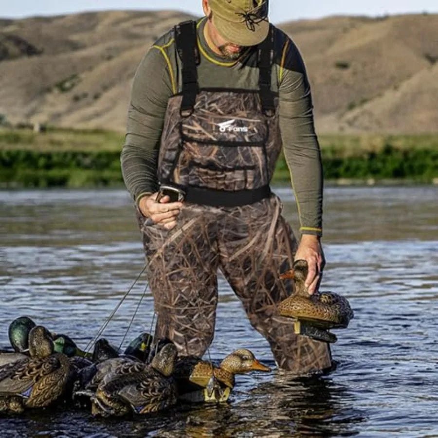 Waterproof Bootfoot Waders for Men Women with 00G Insulation Rubber Boots Neoprene Chest Wader in Black Ideal for Hunting and O