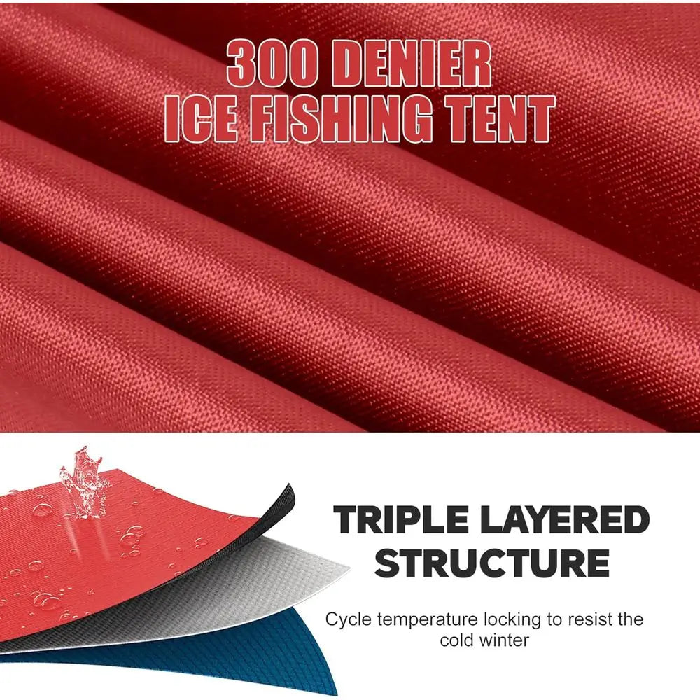 300D/600D Insulated Ice ishing Shelter 2-3 Person, Wide Bottom Windproo -up Ice ishing Tent, Thermal Portable Ice ty Ice Shack