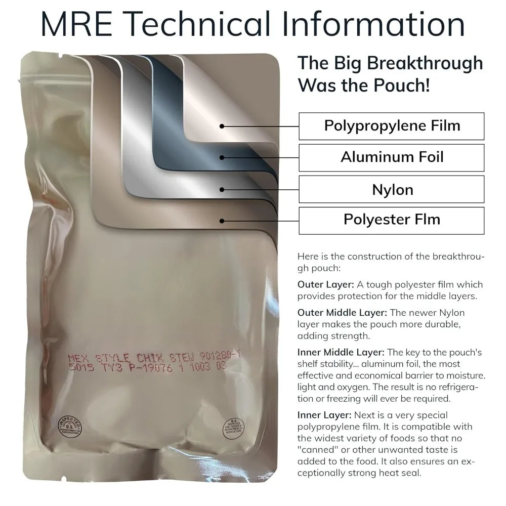 MRE Entree Variety Pack 18 Beef and Chicken Main Courses Long Shelf Life Fresh 2024 Production US