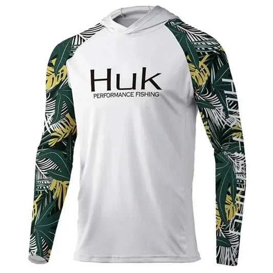 HUK Hooded Fishing Shirts Upf 50 Long Sleeve T Shirt Sun Protection Fishing Clothing Breathable Fishing Hoodies Camisa De Pesca