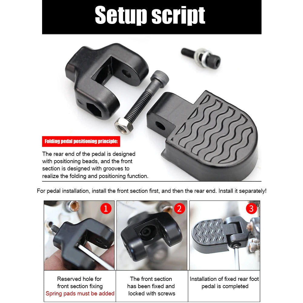Electric Mountain Bicycle Folding Footrest Bike Rear Pedals Strong Load Capacity Foot Pegs Rear Pedals Cycling Accessories
