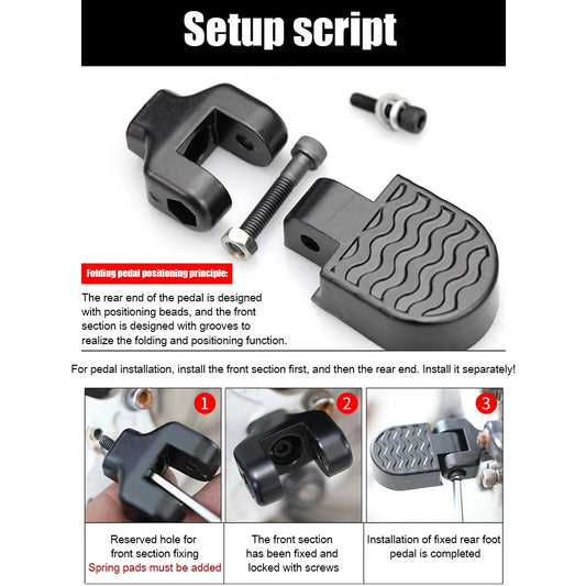 Electric Mountain Bicycle Folding Footrest Bike Rear Pedals Strong Load Capacity Foot Pegs Rear Pedals Cycling Accessories