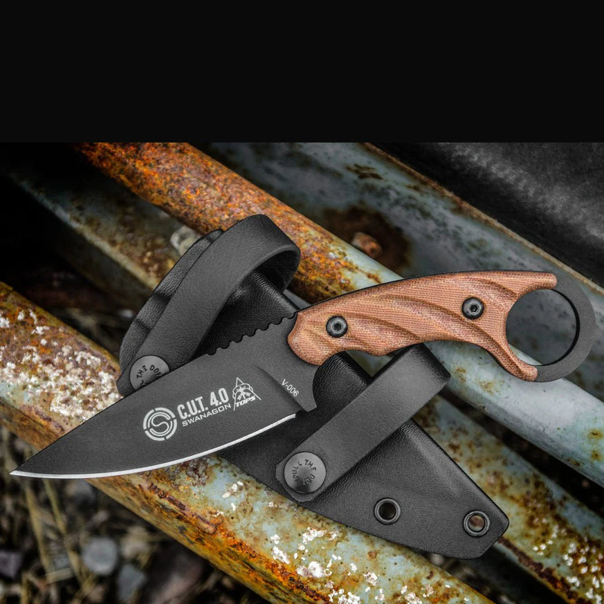 TOPS Knives C.U.T. Fixed Blade Knives with Kydex Sheath Outdoor Multi-purpose Survival Camping Fishing Full Tang Utility Tools