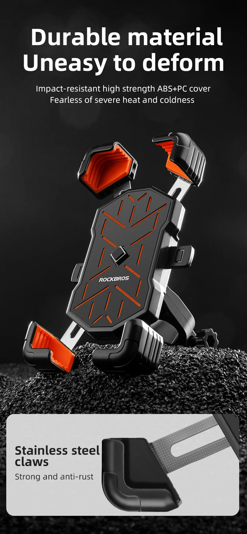 ROCKBROS Universal 360° Bike Phone Holder View Bicycle Phone Holder 4.5-7.2inch Mobile Phone Stand Shockproof Motorcycle Bracket