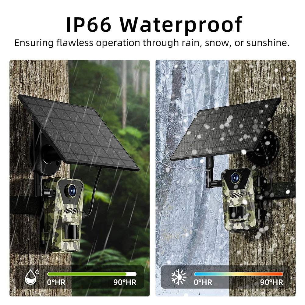 Solar Powered Infrared Outdoor Trail Camera Waterproof Game Wildlife Cam Live Video Game Camera for Wildlife Monitoring