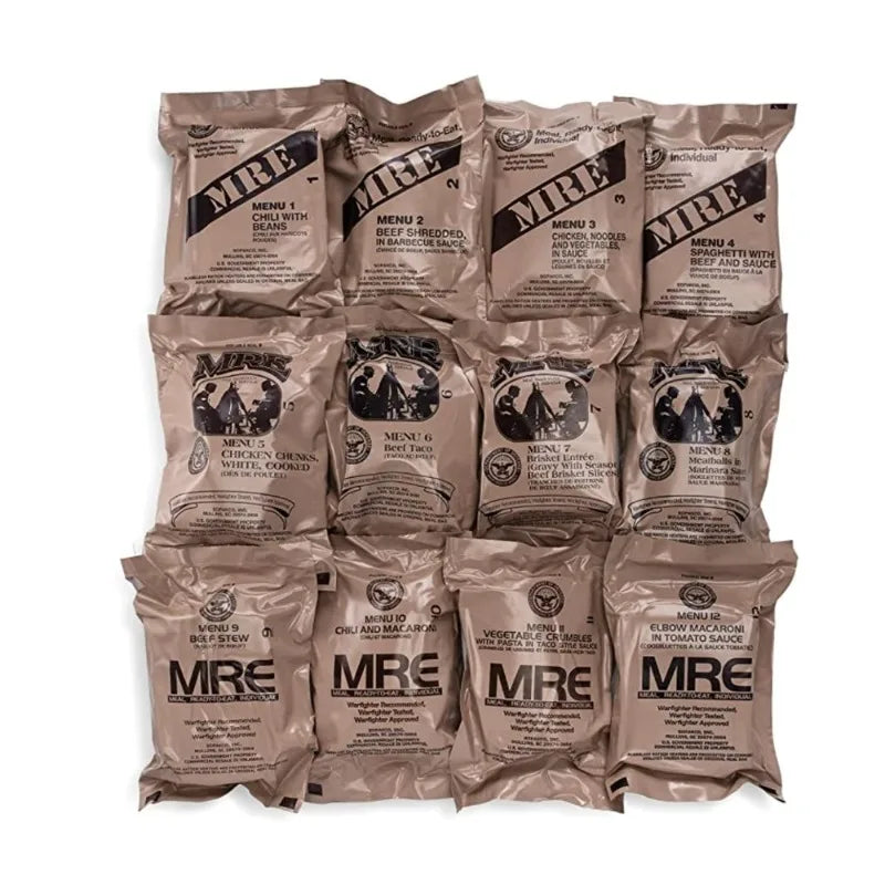 MRE Meals Ready to Eat Emergency Food Supply for Survival Camping Outdoor 12 Pack Case
