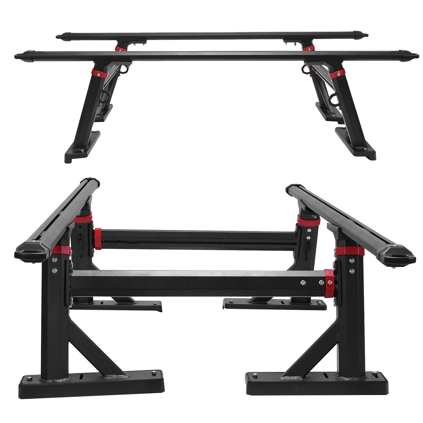 Universal Truck Ladder Rack Crossbar 800 LBS Capacity Aluminum 18-28''High Adjustable for Ford F-Series/Ram/Tacoma/Tundra/Canyon