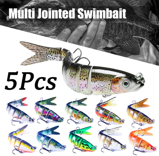 Multi Jointed Fishing Lure Slow Sinking Bionic Segmented Bait 10cm/12.4g Wobble Tackle for Freshwater Saltwater Pesca 5/3/1Pcs