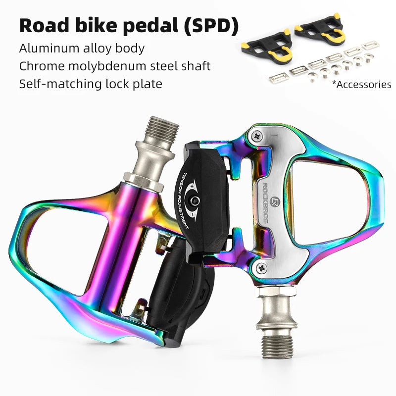 ROCKBROS Bike Pedal SPD-SL Cycling Road Bike Bicycle Self-locking Pedals Ultralight Aluminum Alloy 2 Sealed Bearing Bike Parts