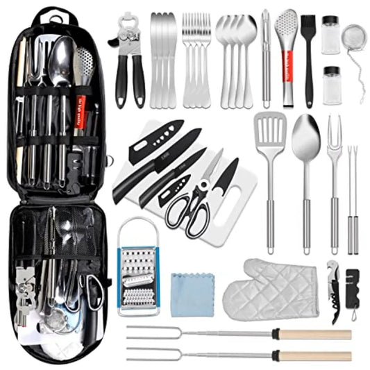 35-Piece Camping Kitchen Utensil Set Portable Outdoor Cooking Utensils for Camping RV Backpacking and BBQ Complete Camp Kitchen