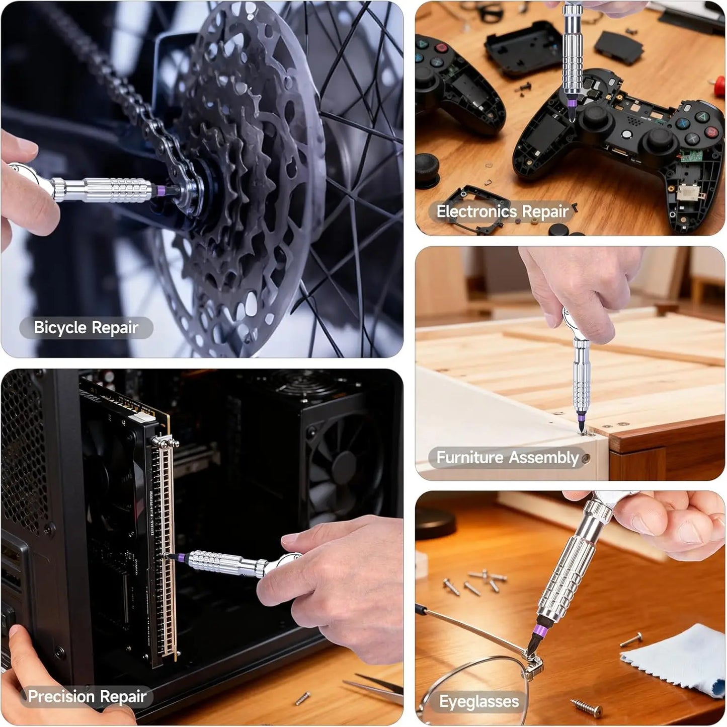 40-in-1 Magnetic Screwdriver Set with Ratcheting Handle & 38 Bits, Portable MultiTool for DIY, Furniture, Bicycle Repair