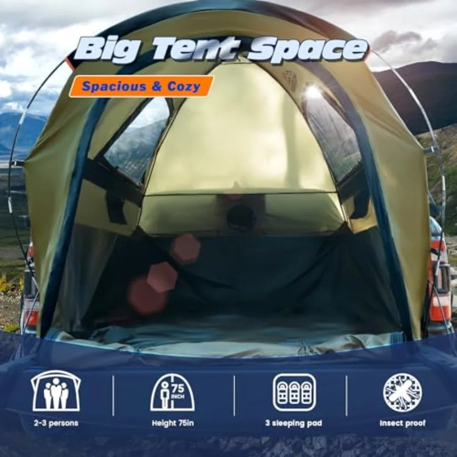 Truck Bed Tent Waterproof PU3000mm Pickup Truck Tent for Camping Bed 2-3 Person Sleeping Truck Tent Portable for Car Camping