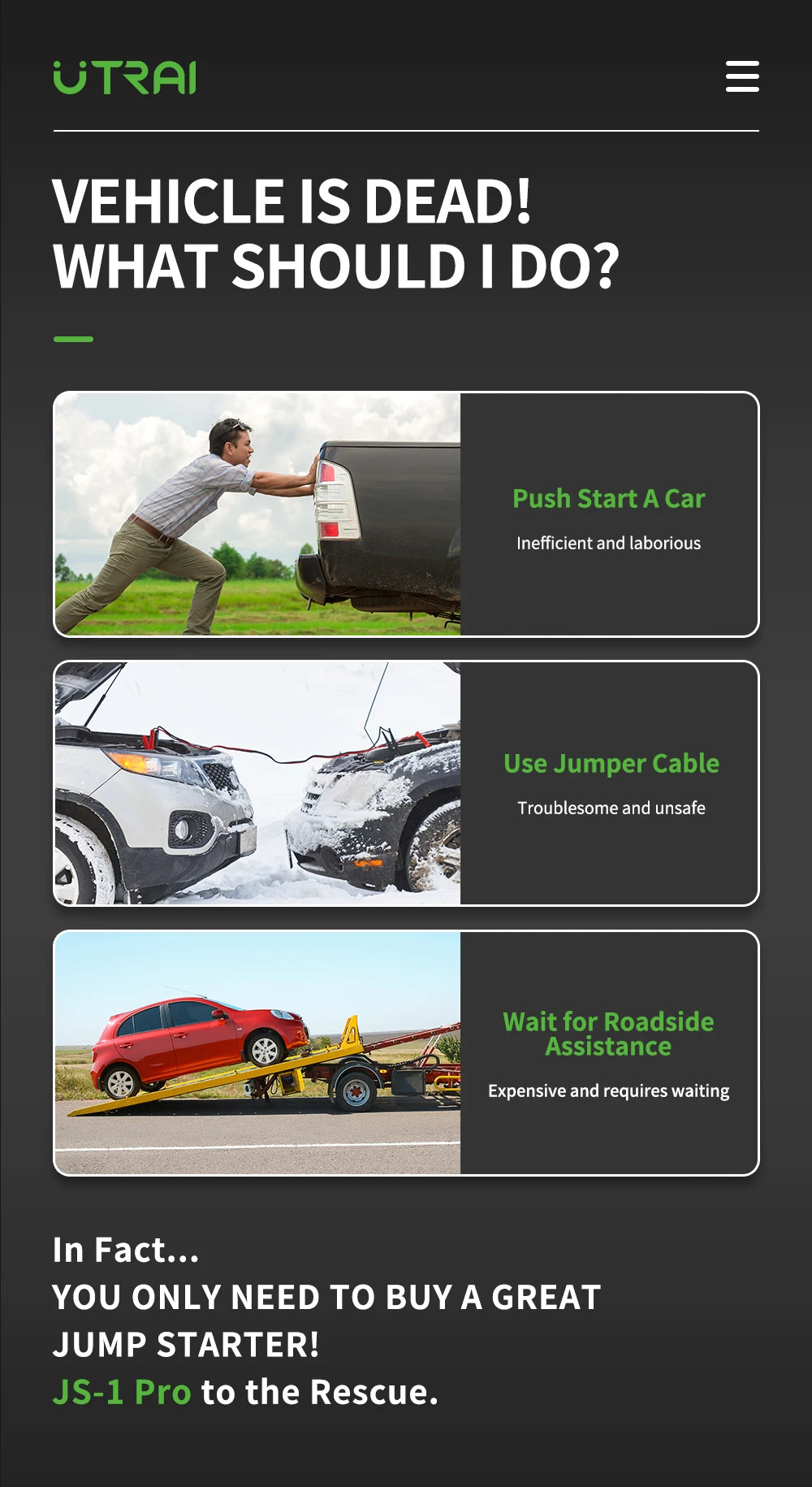 UTRAI Power Bank  4000A Jump Starter Portable Charger Car Booster 12V Auto Starting Device Emergency Car Battery Starter