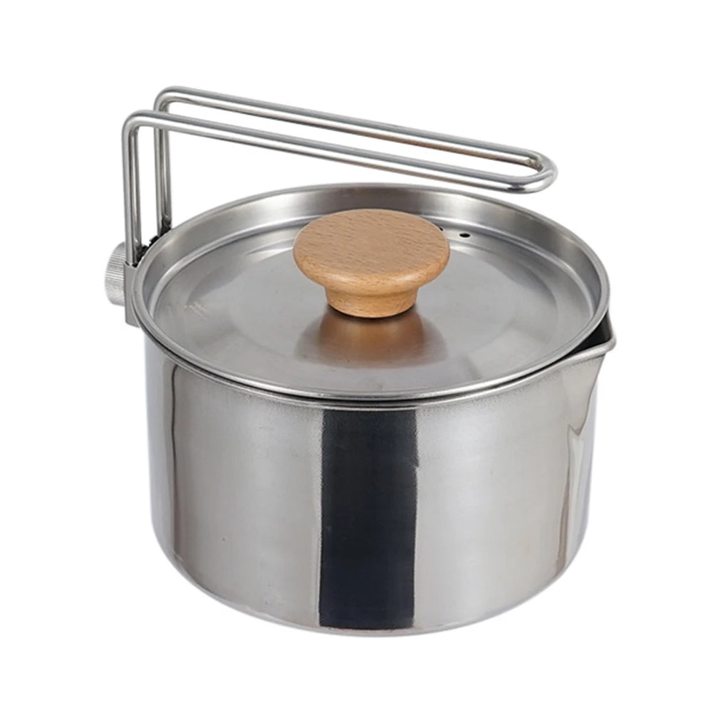 1L Camping Pot 304 Stainless Steel Multifunctional Water Boiling Kettle Pot Cooker Multitool Hiking Picnic Supplies