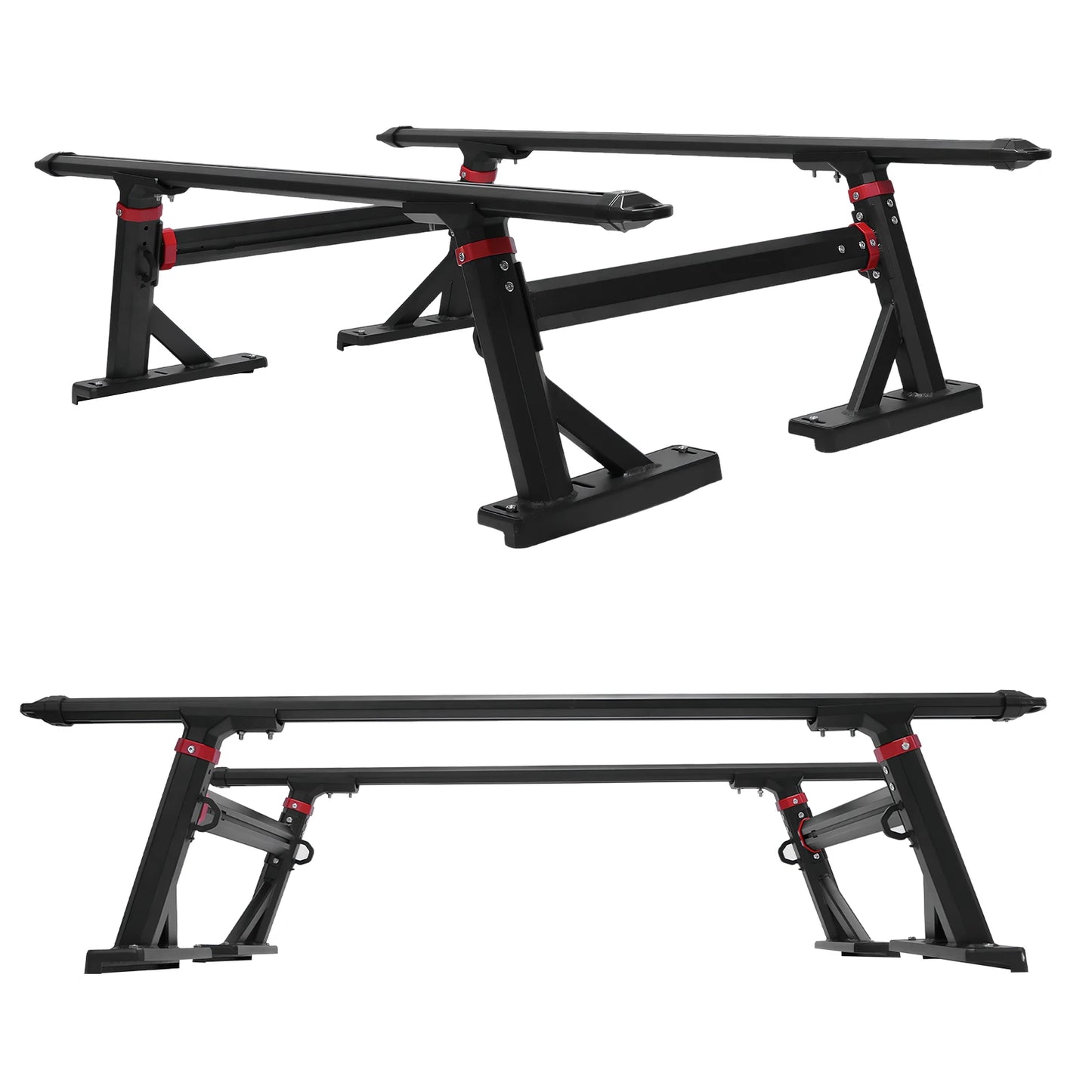 Universal Truck Ladder Rack Crossbar 800 LBS Capacity Aluminum 18-28''High Adjustable for Ford F-Series/Ram/Tacoma/Tundra/Canyon