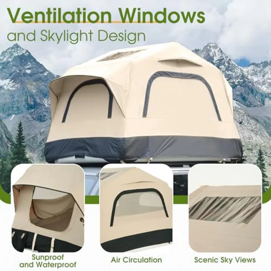 Inflatable Rooftop Tent for Car Truck 2 Person Roof Tent with Waterproof 300D Fabric Windproof Design for Overlanding and Outdo