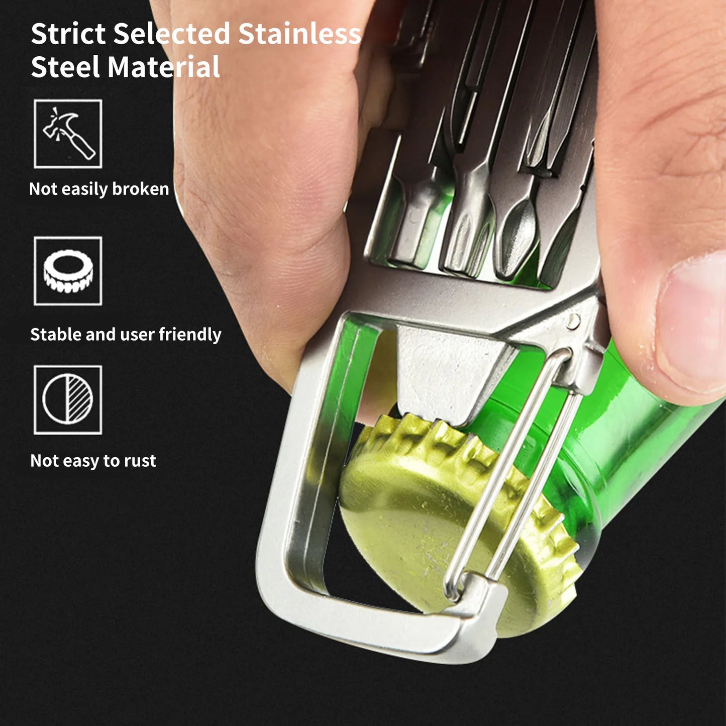 Keychain Screwdriver 12 in 1 Foldable Multi Functional Stainless Steel Rust Prevention Multitool for Outdoor Activities