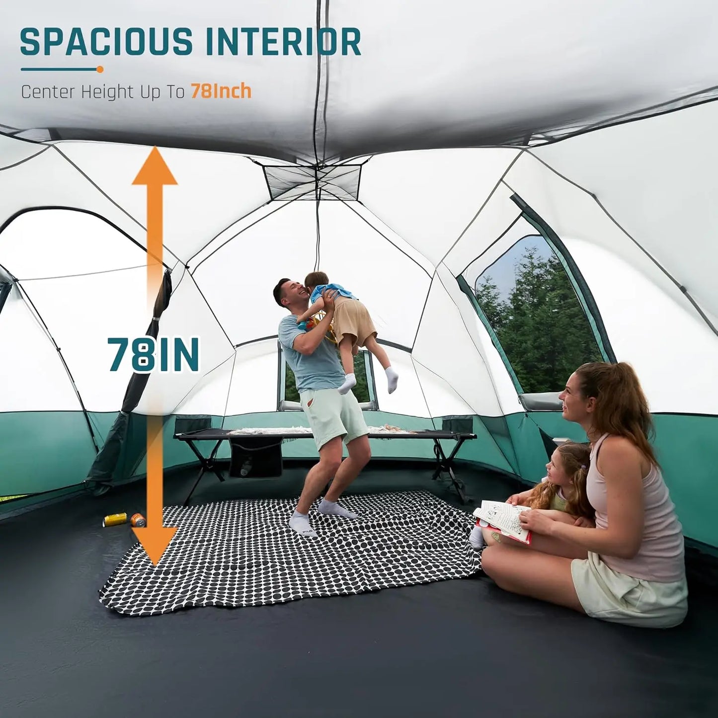 8-11 Person Family Camping Tent with Porch, Waterproof Large Dome Tent for Outdoor Adventures