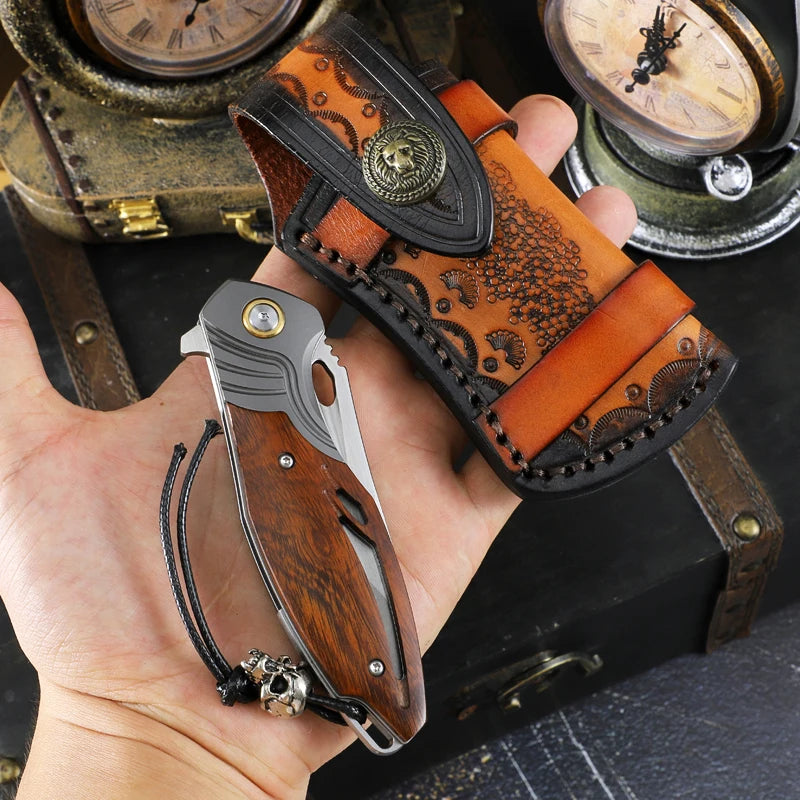 Men's EDC Pocket Knife, High Quality M390 Steel Folding Knife with Sheath, Camping Survival Hunting Pocket Knife, Hiking