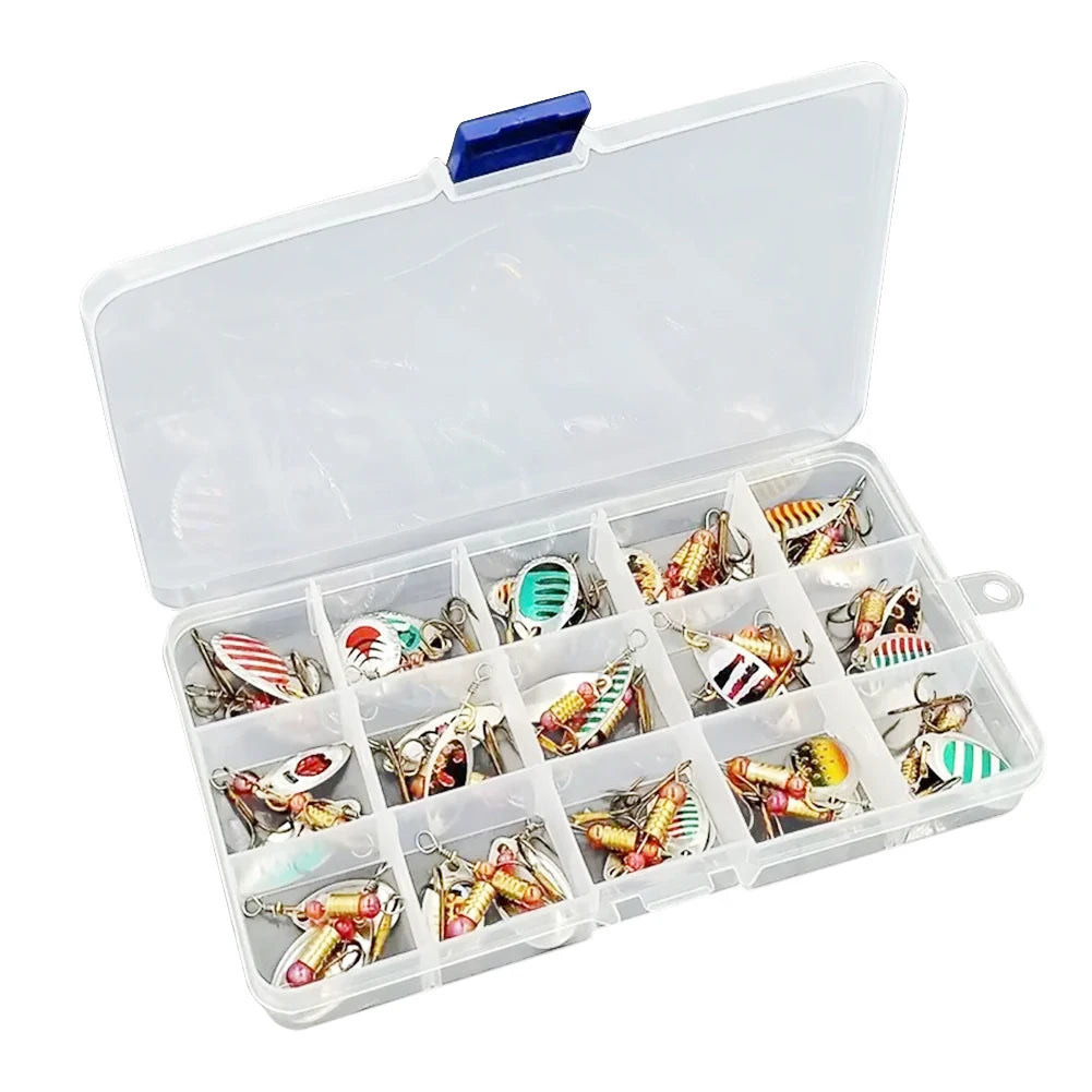 30pcs Spinner Fishing Lure Kit Metal Sequin Spoon Hard Bait Fishing Wobblers Set Fishing Access Tackle Isca Atificial Lure Pesca