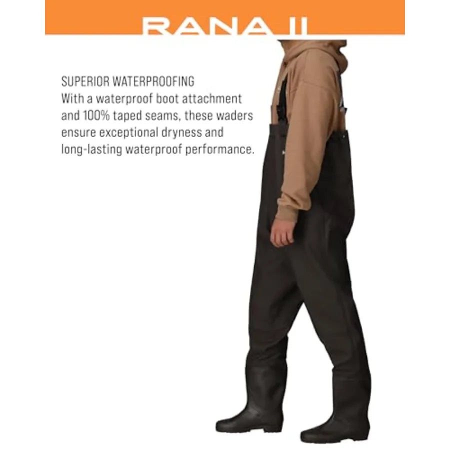 Men's Rana II PVC Waterproof Fishing Boot Feet Chest Wader for Fishing in Black with Durable Material and Enhanced Grip