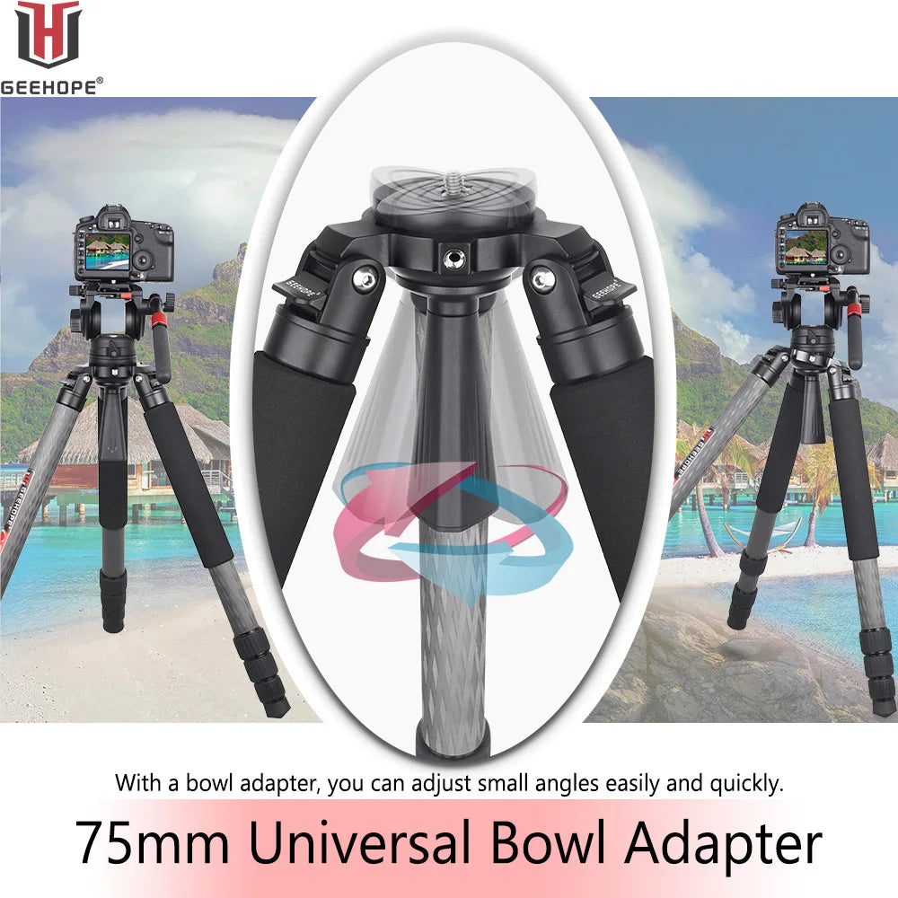 GEEHOPE B560C Professional Heavy Camera Tripod 40mm Tube 30kg Maxload Bowl Tripod Super Stable Top Bird Watching Camera Bracket