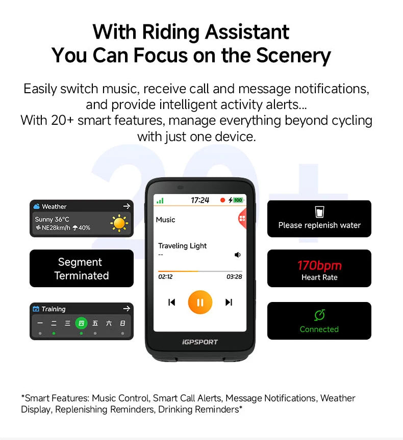 iGPSPORT Bicycle GPS Computer BiNavi Touchscreen Map Navigation 35 Hours Battery Life  IPX7 Waterproof Route Planning