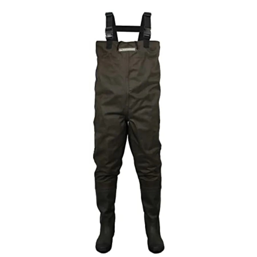 Backwater 2-Ply Chest Fishing Wader with Attached Boots or Felt in Brown for Durable Outdoor Fishing with Waterproof and Slip-R