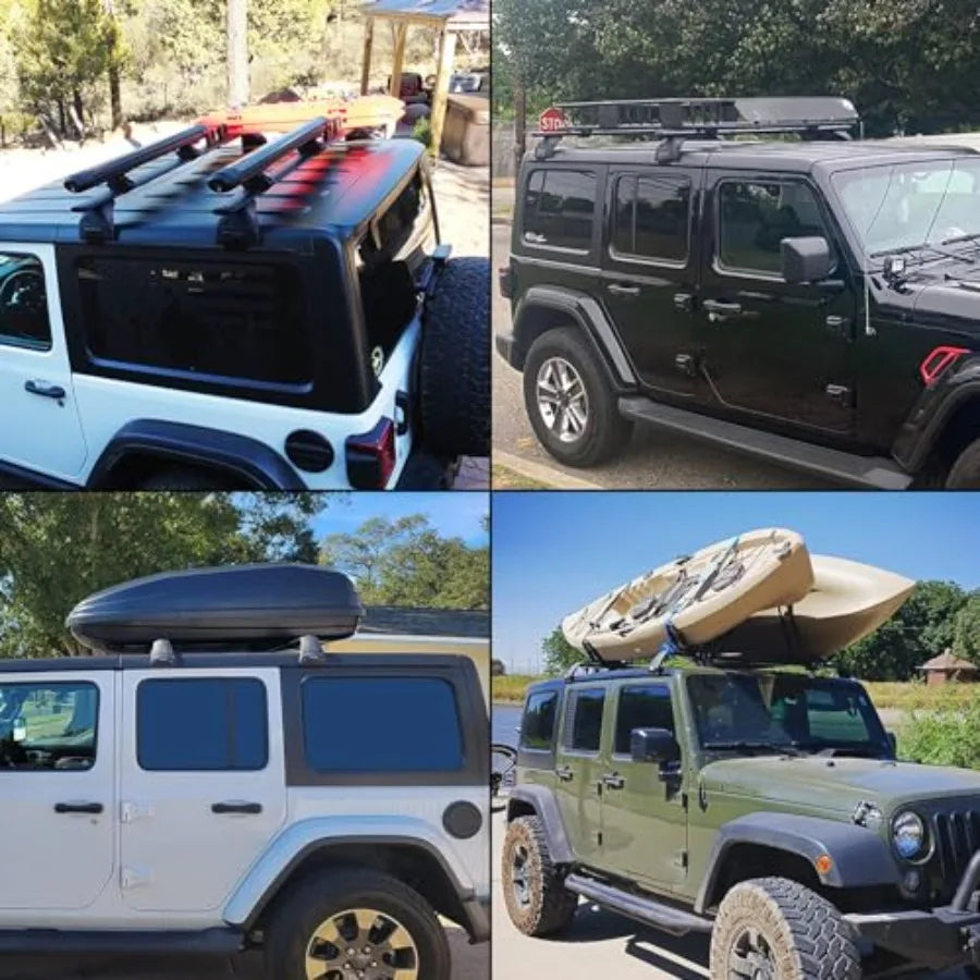 Universal Roof Rack Cross Bars for Jeep Wrangler JK JL Gladiator JT 20072025 4Door Hard Top Compatible with Kayak Watercraft Ca
