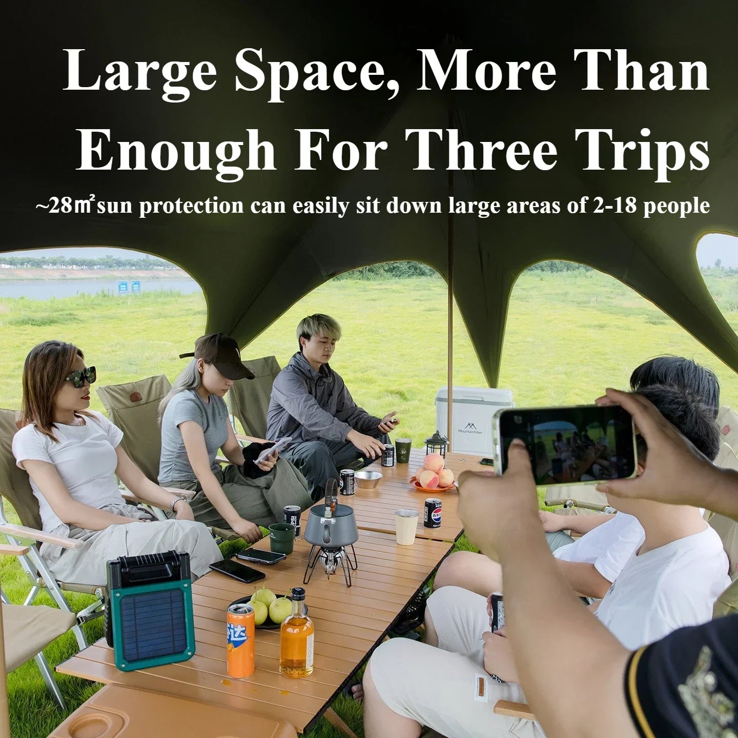 Mountainhiker Outdoor cat ear canopy tent blackout black rubber Waterproof Sun Shelters Camping 28㎡ Quick Setup Sunshade Awning