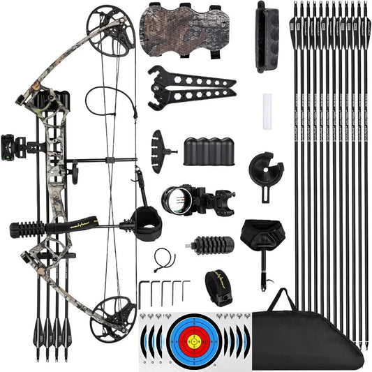 Lanneret Compound Bow and Archery Sets - Right Hand Archery Compound Bows 0-70 lbs Draw Weight Adjustable for Adults and Beginn