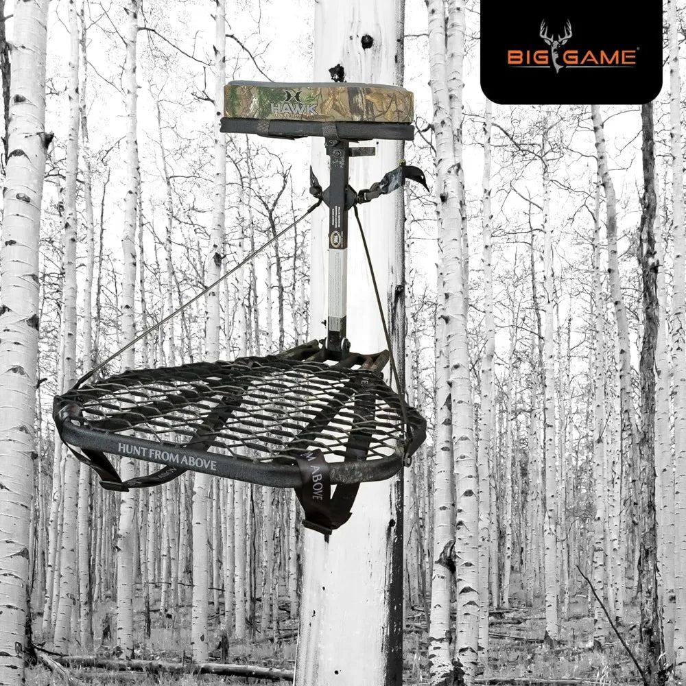 Adjustable Deer Hunting Tree Stand by Hawk Steel for Game Hang-On