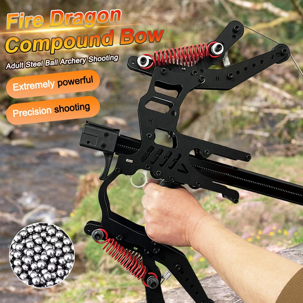 Fire Dragon Dual-Use Compound Bow with Fishing Reel and Sight-Fast Shooting Speed, Ultra-Stable for Hunting, Fishing and Archery