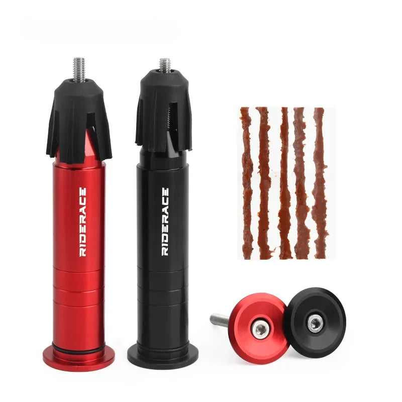 Bicycle Tubeless Tyre Fast Repair Kit With Handlebar Plugs Hidden Tool MTB Bike Tire Punctur Sealant Rubber Stripe Drill Tool