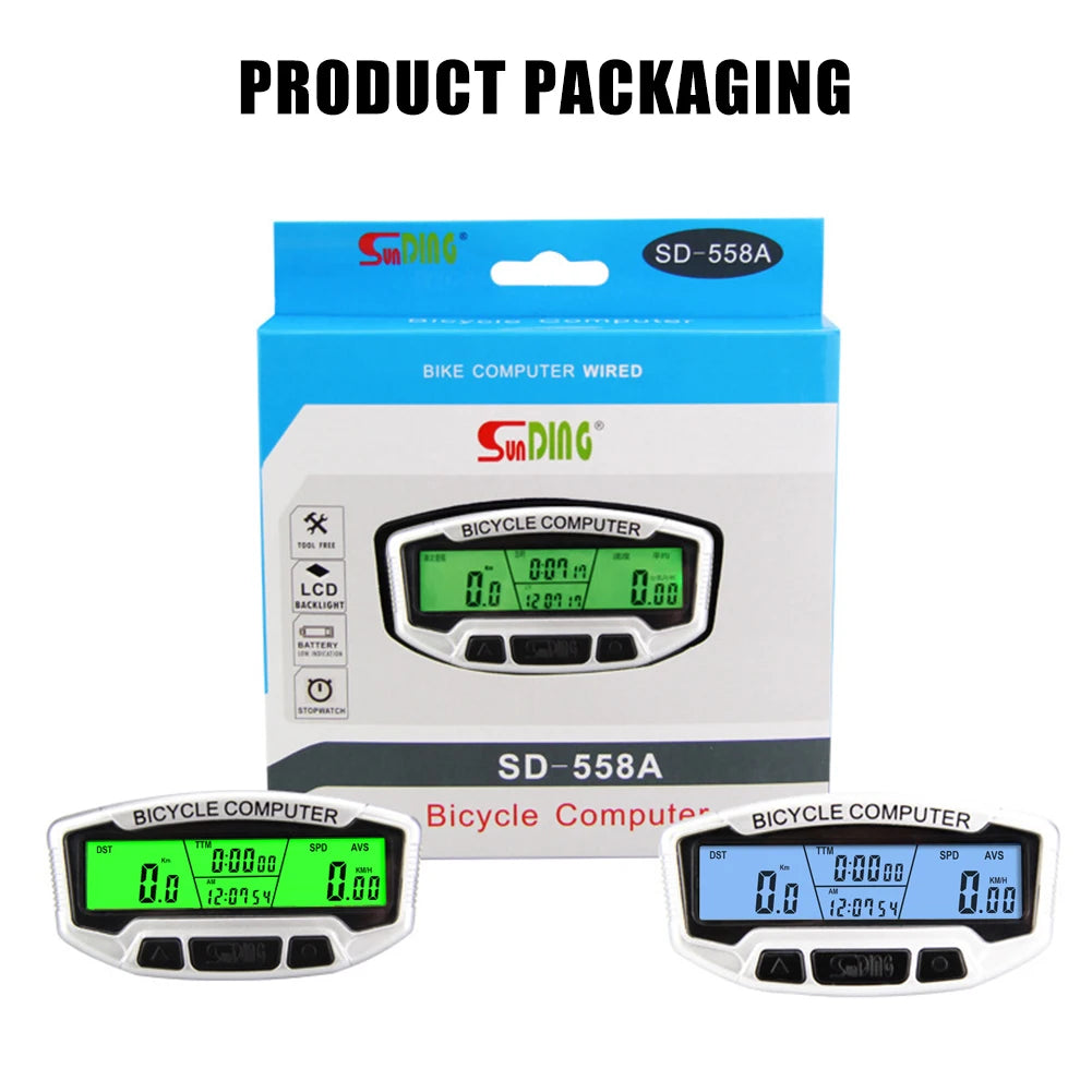 Bicycle Digital LCD Wired Computer Speedometer Biking Portable Bike Backlight Code Table Dustproof Cycling Parts for SUNDING