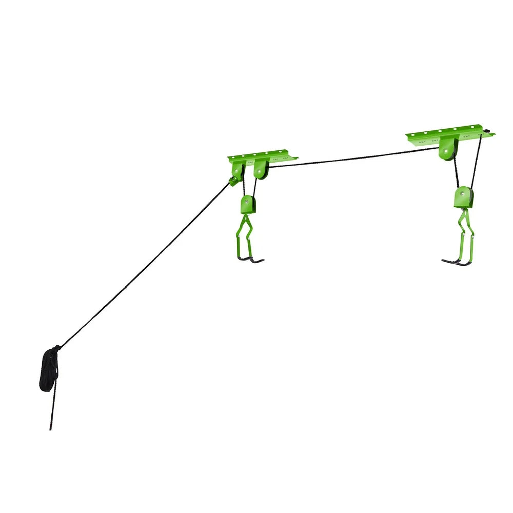 Heavy Duty Bike Hoist Bicycle Storage Lift 100LB Capacity Ceiling Organizer Anti-Scratch Garage Solution