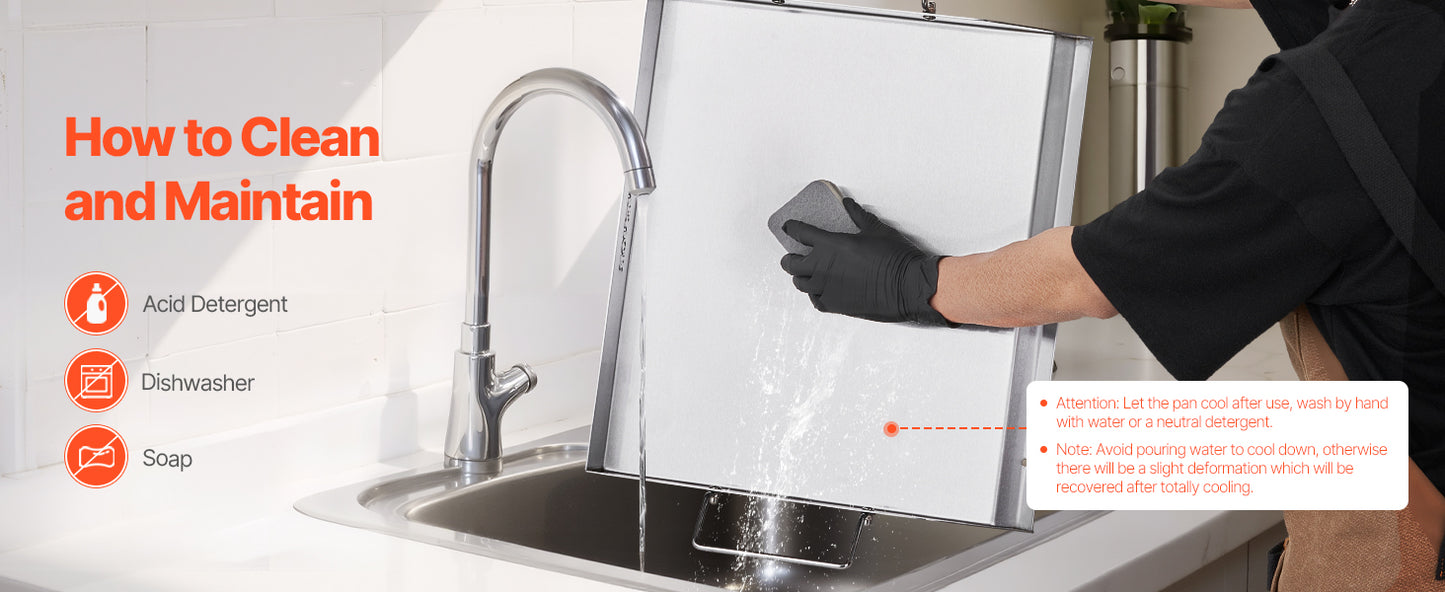 SucceBuy Stainless Steel Griddle Flat Top Rectangular Plate Grill-Top Griddle Pan Gas Grill Griddle for BBQ Portable Cookware